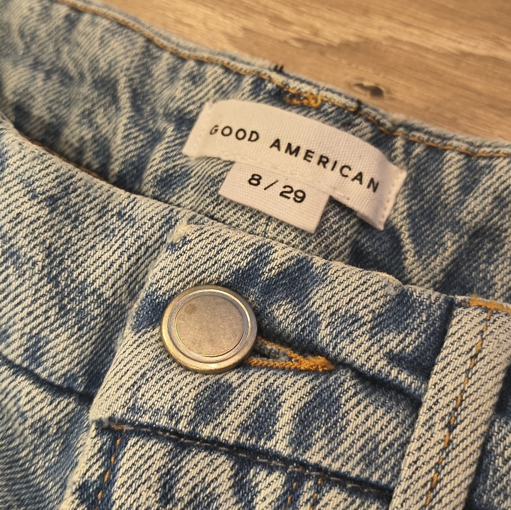 Good American GOOD BOY Straight Leg Distressed Women’s Jeans - Picture 3 of 4